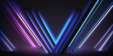 pink blauer abstrakter neon Hintergrund mit leuchtenden linien. Technologie-Tapete
 - obrazy, fototapety, plakaty