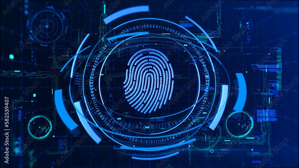 Poster cyber security fingerprint biometric authentication digital identity scanner