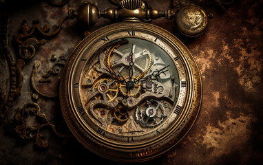 Fototapeta na wymiar Illustration of an old clock. Generative AI