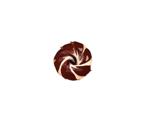 Cartoon chocolate cupcake isolated on white background. Vector illustration