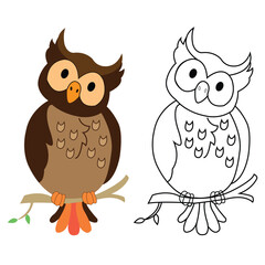 Fototapeta premium Vector hand drawn owl outline illustration art
