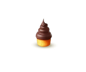 Cartoon chocolate ice cream in a waffle cup on a white background. Vector illustration