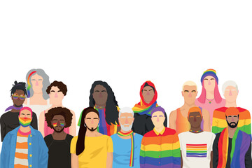 Group of LGBT people on white background. Banner for design