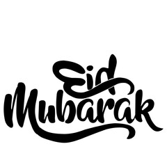 isolated calligraphy of happy eid mubarak in black color