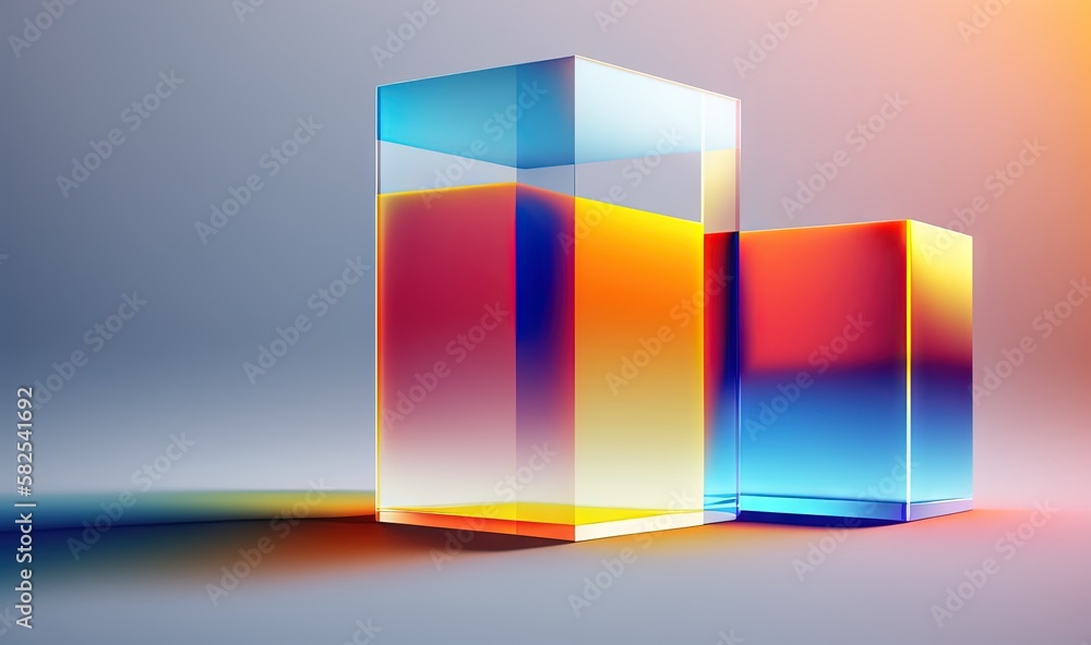 Aufkleber a glass vase sitting on top of a table next to a vase filled with liquid and a smaller vase with a s