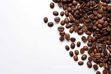 Roasted coffee bean on white background with copy space for mock-up or product showcase made with generative AI