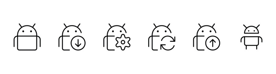 Android vector icon. OS logo set : Android Modile desktop logos background for ui, app, apps design. OS logotype icons. 