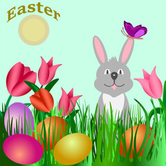 easter bunny with easter eggs