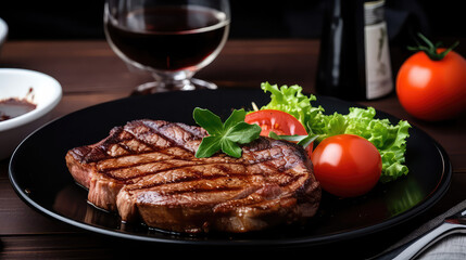 grilled steak with vegetables