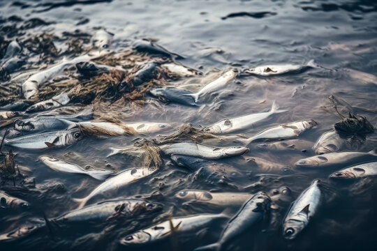 Massenhaftes Fischsterben in einem Gewässer - Generative AI