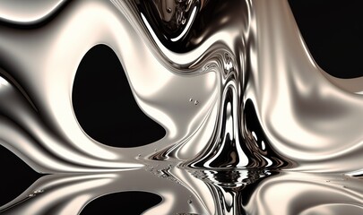  a black and white photo of a liquid substance with a reflection of the liquid on the surface of the image and the reflection of the liquid on the bottom of the image.  generative ai