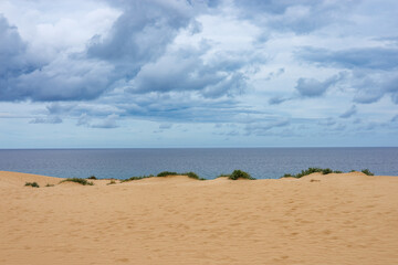 Fototapeta na wymiar Sand dunes and beaches in the park of Fuerteventura Island