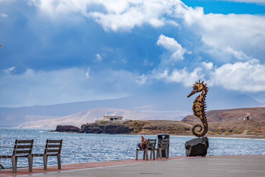 Promenade on the waterfront of Tarajalejo on the island of Fuerteventura