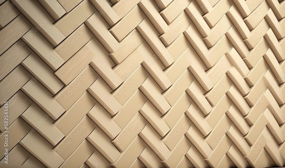 Poster a wall with a pattern made of squares and rectangles in beige color, with a black background and a w