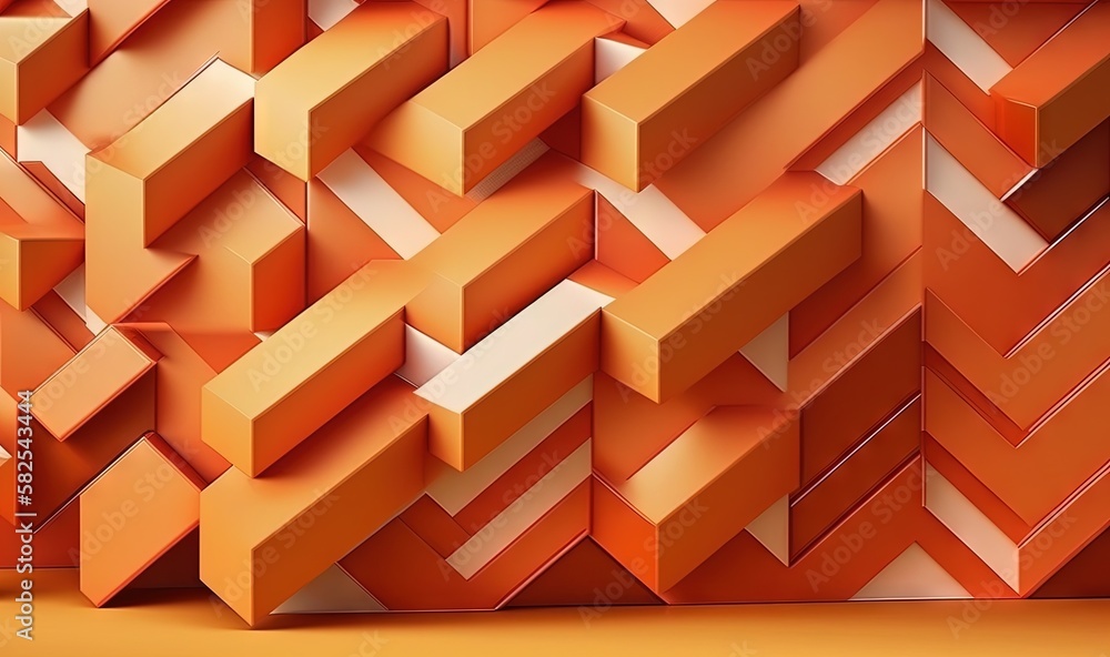 Poster an abstract orange background with a lot of squares and rectangles on it's sides and a yellow backgr