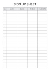 Sign Up Sheet Planner