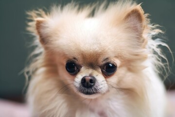 A dog suffering from alopecia. Hair loss in a dog. Grooming. Pomeranian. Alopecia in dogs. Alopecia in Canines. Generative AI