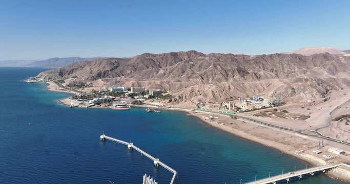 Aerial footage of the oil pipeline station Eilat Ashkelon - "Katza" beach . Filmed in C4K Apple ProRes 422 HQ
