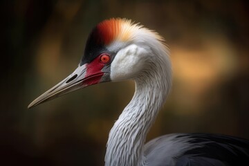 Fototapeta premium A wattled crane (grus carunculata) in profile. Photo shot in France's Villars les Dombes bird park. Generative AI