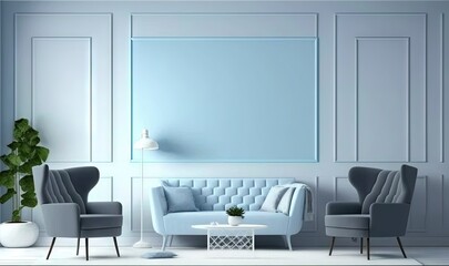  a living room with a couch, chairs and a table in it with a plant in the corner of the room on the right side of the wall.  generative ai