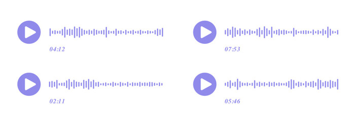 Shape of mobile talk message. Voice recording chart sound waves. Mobile messenger chat soundwave. Podcast soundwave social audio. Volume equalizer with stereo noise. track. Vector illustration