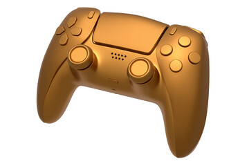 Realistic video game joystick with golden chrome texture isolated on white © Vasyl Onyskiv