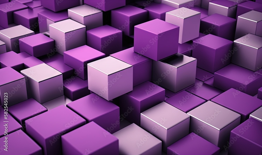 Aufkleber a bunch of purple cubes that are stacked together in a pattern of squares and rectangles, all in dif