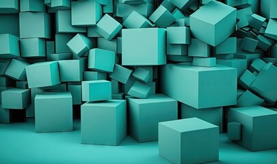  a bunch of cubes that are stacked up in a pile together on a blue background with a black background and a black and white photo of them.  generative ai