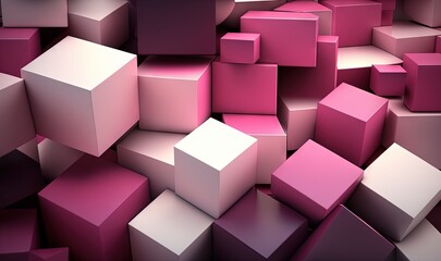  a bunch of pink cubes are stacked up in a pile and one is in the middle of the picture and the other is in the middle of the picture.  generative ai