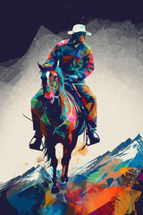 abstract horse and rider illustration