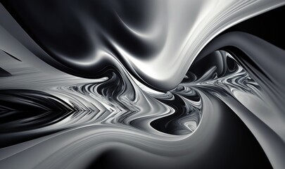  an abstract black and white background with a wavy design in the middle of the image, with a black and white background and a white swirl in the middle.  generative ai
