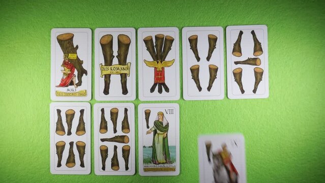 Italian playing cards, roman deck batons suit