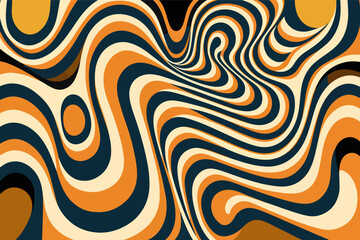 Obraz premium Zigzag wave pattern in 70s style,Illusional wave, vector illustration.
