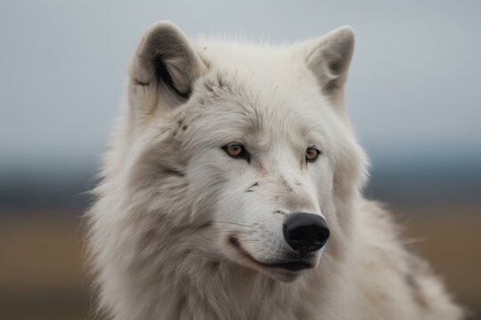 A solitary Arctic Wolf. Generative AI