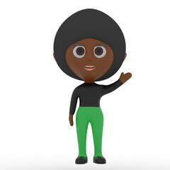 3d cute character waving hand