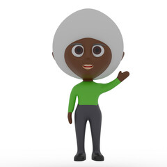 3d cute character waving hand