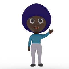3d cute character waving hand