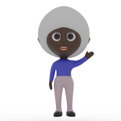 3d cute character waving hand