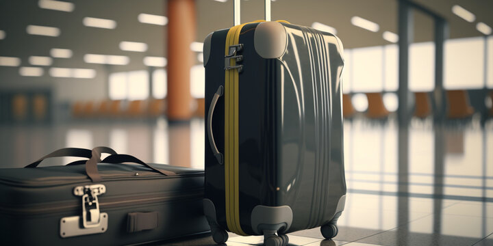 Suitcase With Luggage At Airport - The Challenges Of Airport Luggage And The Suitcase Hassle, Generative IA