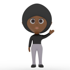 3d cute character waving hand