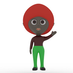 3d cute character waving hand