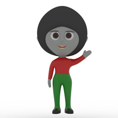 3d cute character waving hand
