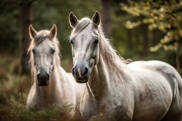 Fototapeta na wymiar modern forest horses. Generative AI