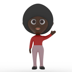 3d cute character waving hand