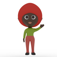 3d cute character waving hand