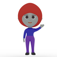 3d cute character waving hand