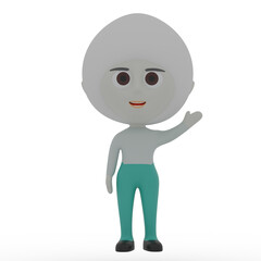 Obraz na płótnie Canvas 3d cute character waving hand