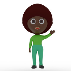 3d cute character waving hand