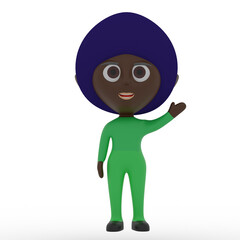 3d cute character waving hand