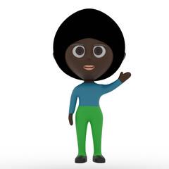 3d cute character waving hand